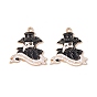 Alloy Enamel Pendants, Light Gold, Plague Doctor Crow Charm