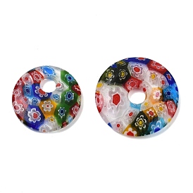 Стеклянные подвески миллефиори, плоско-круглые