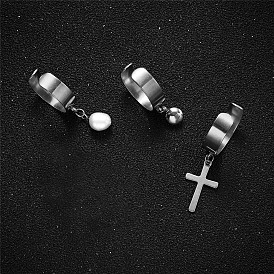 Fashion and Exquisite Hundred Towers Stainless Steel Cross Love Rhinestone Talking Water Pearl Pendant Charm Ring
