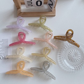 13cm ABS Material Hair Clip with Jelly Color and Shark Clip - Large Size, Cross Hairpin, Washable