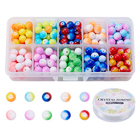 SUNNYCLUE Two-Color Baking Painted Glass Beads, Round