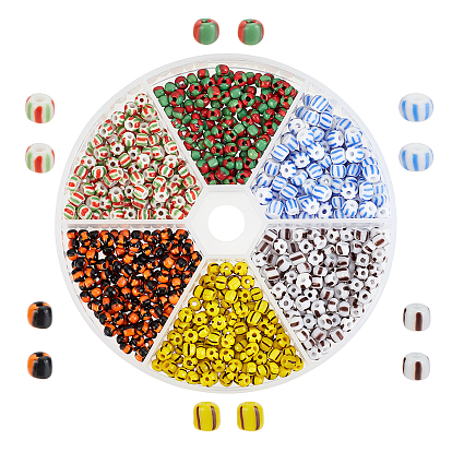 6Strands 6 Colors Handmade Lampwork Beads Strands, Column