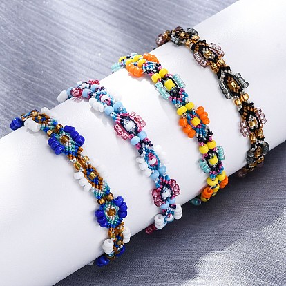 Браслеты из бисера и цветочных стеклянных бус для женщин
