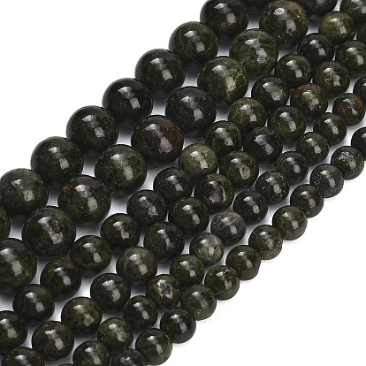 Natural Green Diopside Beads Strands, Smooth Round