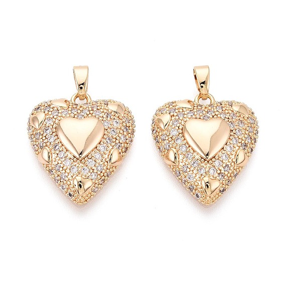 Латунные микро проложить кубического циркония подвески, сердце прелести