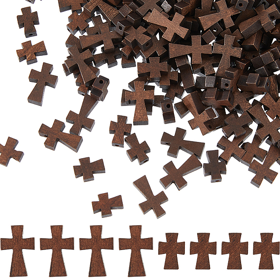 160 шт 2 стили натуральных деревянных бусин, окрашенные, крестик