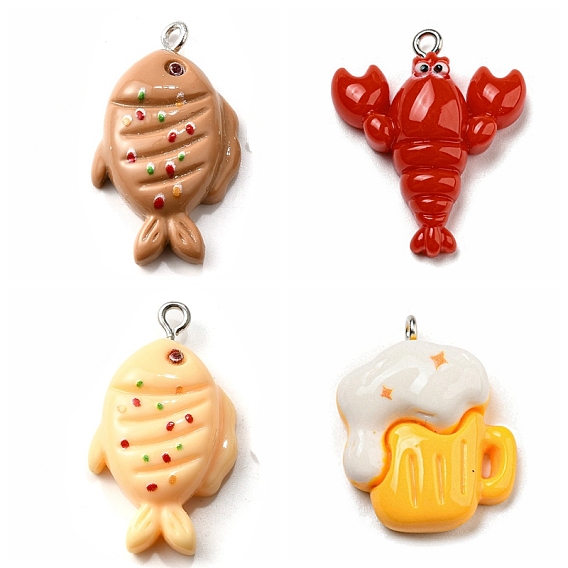 Непрозрачные подвески из искусственной смолы, подвески для кебаба с железными петлями платинового цвета