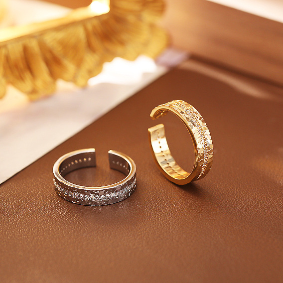 Messing Micro Pave Zirkonia Manschette offene Ringe