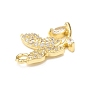 Brass Micro Pave Cubic Zirconia Charms, Butterfly with Leaf Charm