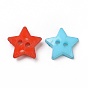 Acrylic Buttons, 2-Hole, Dyed, Star, 12x2mm, Hole: 1mm