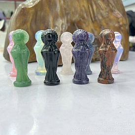 Gemstone Carved Goddess Figurines, for Home Office Desktop Feng Shui Ornament
