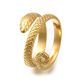 304 Stainless Steel Snake Wrap Open Cuff Ring for Women