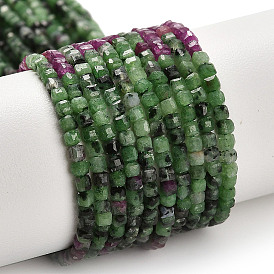 Natural Ruby in Zoisite Beads Strands, Faceted Table Cut Cube