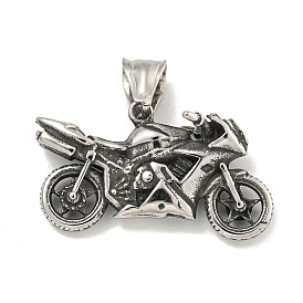 316 Surgical Stainless Steel Pendants, Motorbike Charm