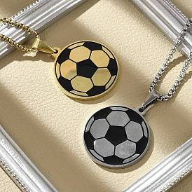 201 цепочка-подвеска в виде футбольного мяча из нержавеющей стали с черной эмалью