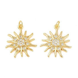 Латунные микропаве прозрачные подвески с фианитом, солнечные чары, долговечный, стойки покрытие, без свинца и без кадмия