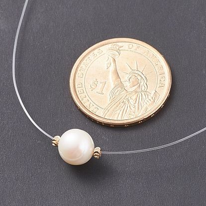 Natural Pearl Pendant Necklace with Nylon Wire for Women