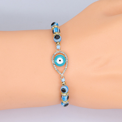 Adjustable Evil Eye Bracelet with Kabbalah Charm for Luck and Protection - Perfect Christmas Gift