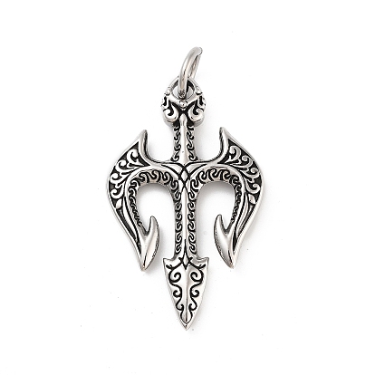 Ретро 304 из нержавеющей стали большие кулоны, с целью перехода в кольце, трехконечная вилка-амулет