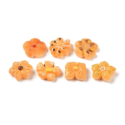 Opaque Resin Imitation Food Decoden Cabochons, Flower Biscuit Mixed Shapes