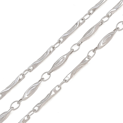 304 Stainless Steel Pea Shaped Link Chain, Soldered, with Spool