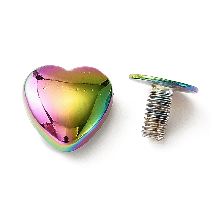 Heart Shape Zinc Alloy Decoration Screwback Stud Rivets, for Belt Clothes Purse Handbag Leather Craft, DIY Handmade Accessories