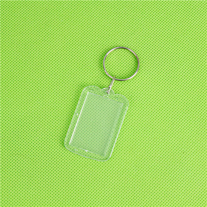 Acrylic Photo Frame Keychain, with Iron Split Key Rings, Rectangle