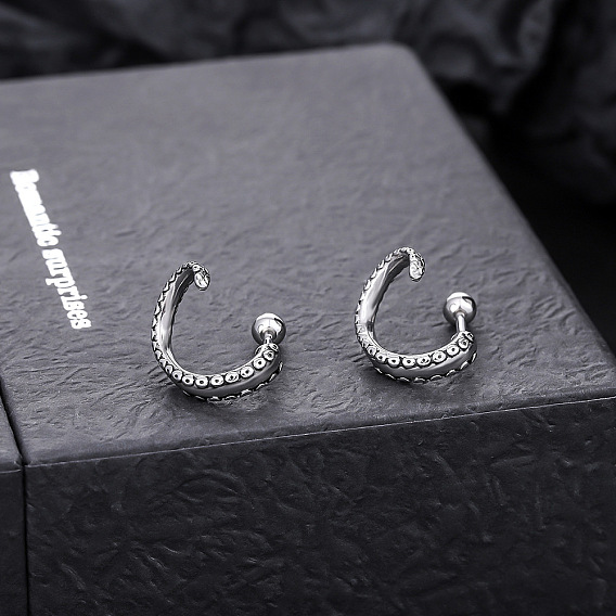 304 Stainless Steel Octopus Tentacle Stud Earrings for Men