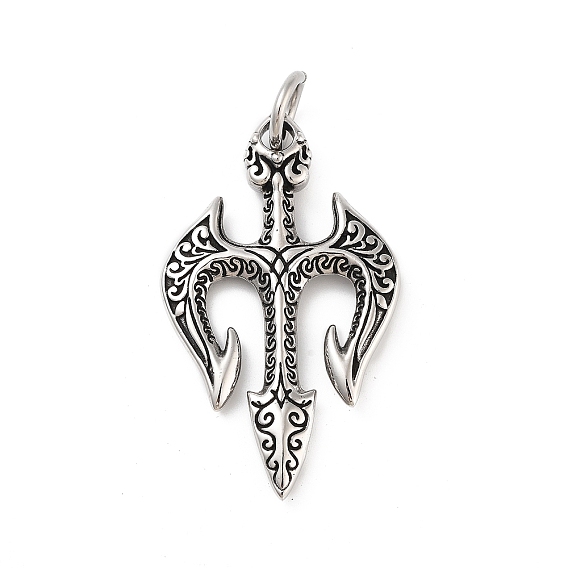 Ретро 304 из нержавеющей стали большие кулоны, с целью перехода в кольце, трехконечная вилка-амулет