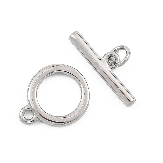 SHEGRACE Brass Toggle Clasps, Ring, Cadmium Free & Nickel Free & Lead Free, Long-Lasting Plated