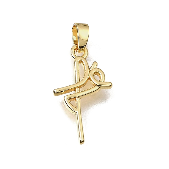 Brass Pendants, Word Fe Charms, Rack Plating, Long-Lasting Plated, Cadmium Free & Lead Free