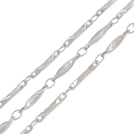 304 Stainless Steel Pea Shaped Link Chain, Soldered, with Spool