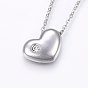 304 Stainless Steel Jewelry Sets, Stud Earrings and Pendant Necklaces, with Rhinestone, Heart