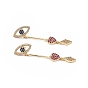 Colorful Cubic Zirconia Heart Eye Dangle Stud Earrings, Brass Jewelry for Women, Long-Lasting Plated, Lead Free & Cadmium Free