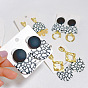 Geometric Earrings Polymer Pottery Leaf Circle Earrings Women's Contrast Color Hollow Earrings
