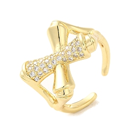 Cross Brass Micro Pave Clear Cubic Zirconia Cuff Rings for Women