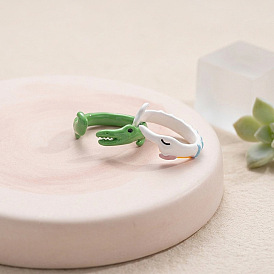 Brass Enamel Cuff Open Rings for Girls