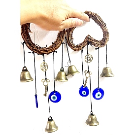 Witchy Wicca Decor Demon Eye Door Hangs, Wreath Guardian Courtyard Pendant Decoration Memorial Wind Chime