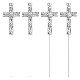 4 шт. открытки-вставки для торта ко дню рождения из цинкового сплава со стразами, крестик