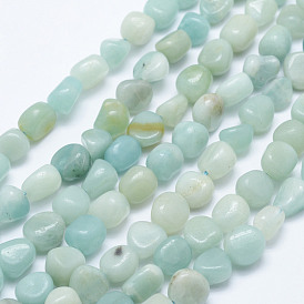 Chapelets de perles amazonite naturelles  , pierre tombée, nuggets
