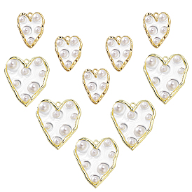 10 шт. 2 стили подвески из сплава и пластика с жемчугом, сердце прелести