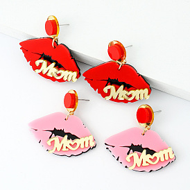 Chic Lip-Shaped Alphabet Earrings for Mother's Day Gift