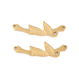 Ion Plating(IP) 304 Stainless Steel Connector Charms, Leaf Links