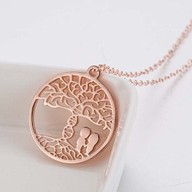 Fashion Tree of Life Stainless Steel Necklace - Romantic Couple Clavicle Necklace.