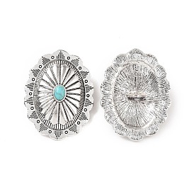 1 пуговицы хвостовики из сплава, с синтетическими бирюзовый, овальные