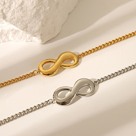 Элегантные 304 браслеты из нержавеющей стали с бесконечными звеньями, браслеты из цепочек панцирного плетения для женщин