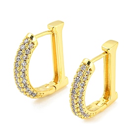 Initial Letter D Clear Cubic Zircon Hoop Earrings, Brass Earrings for Women