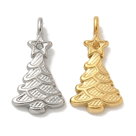 Ion Plating(IP) 304 Stainless Steel Pendants, Christmas Tree Charm