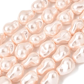 Нити бусин из гальванизированного непрозрачного стекла, имитирующие жемчуг, самородки