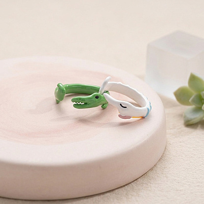 Brass Enamel Cuff Open Rings for Girls